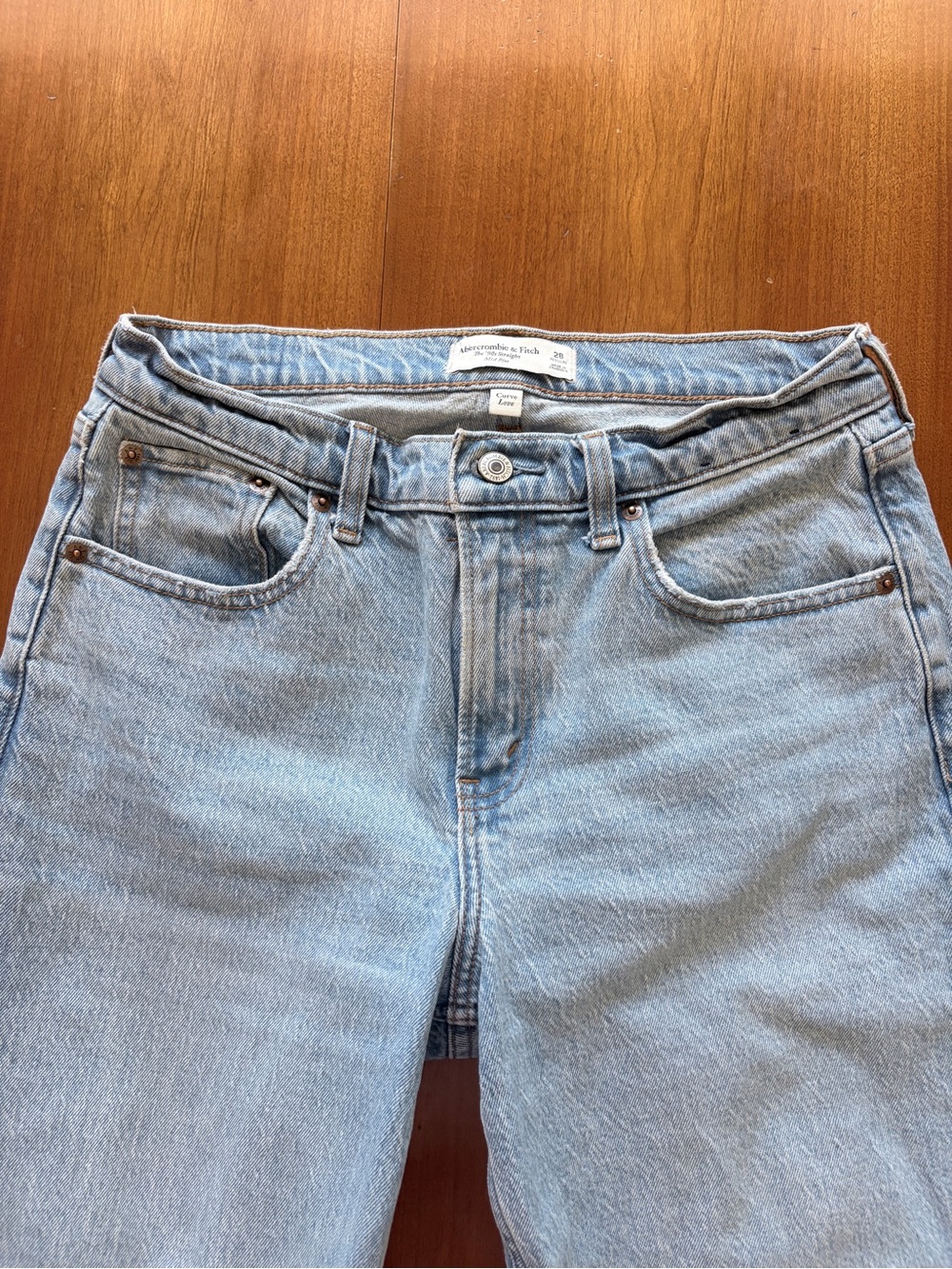Abercrombie & Fitch Curve Love Light Blue Raw Hem High-Rise Women’s Jeans